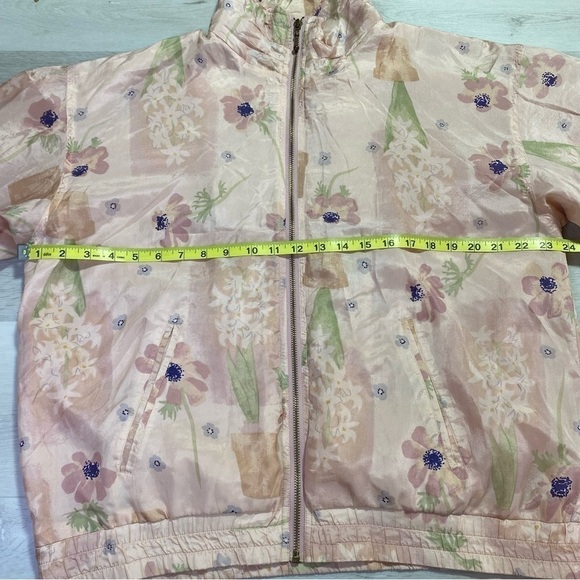 Vintage EVR Div Rousso Apparel Silk Pastel Floral WindBreaker Jacket, Sz Medium - Picture 11 of 13